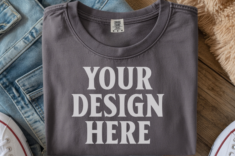 Pepper Comfort Colors 1717 Folded Tshirt Mockups