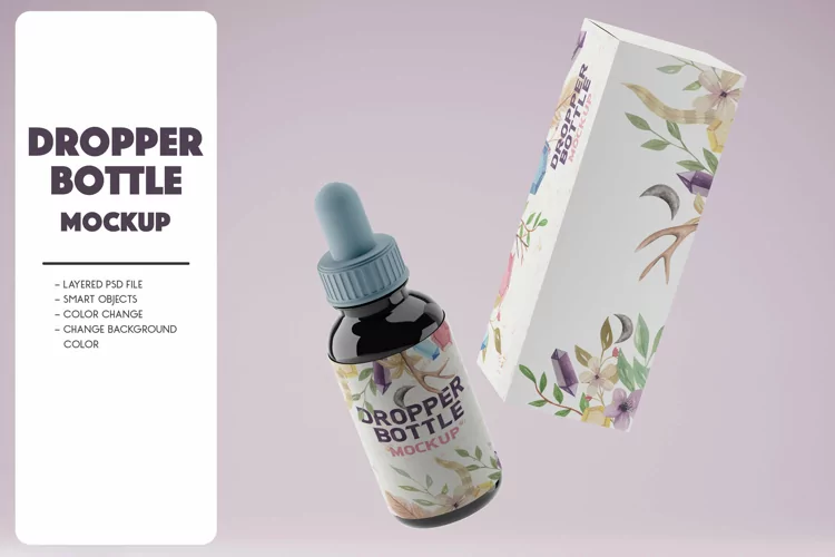 Dropper Bottle and Box Mockup