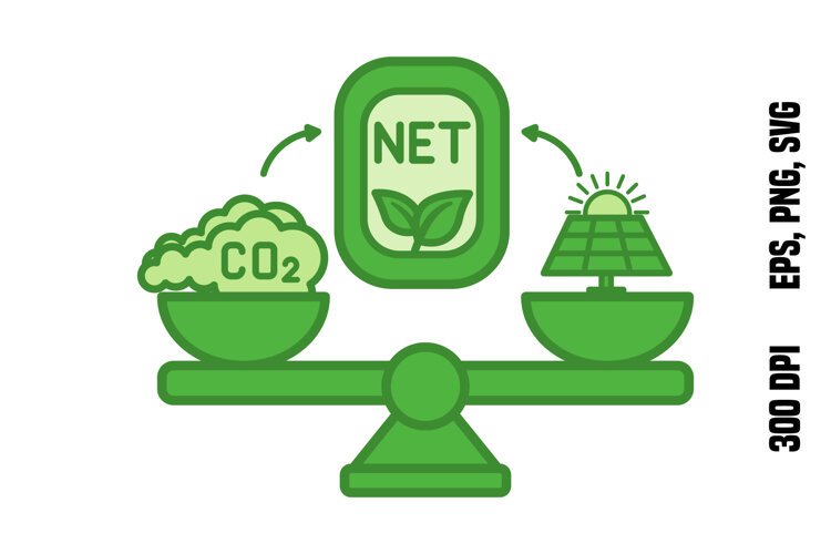 Green Net Zero Target Icon example image 1