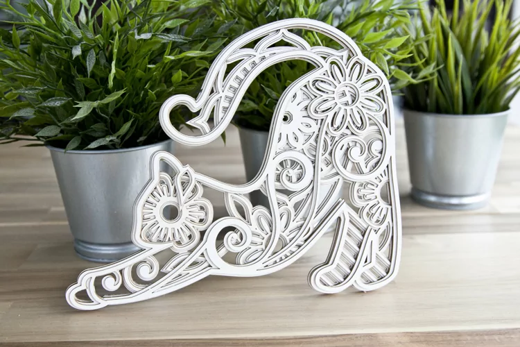 3D Layered Cat Mandala SVG 5 layers