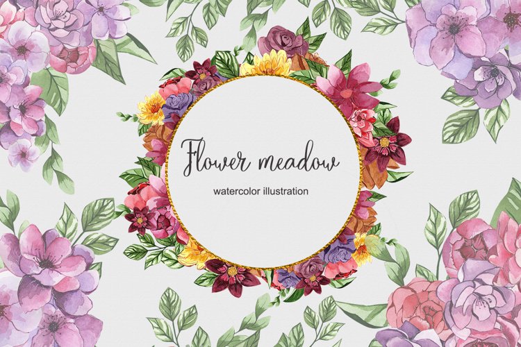 Floral watercolor set PNG illustrations example image 1