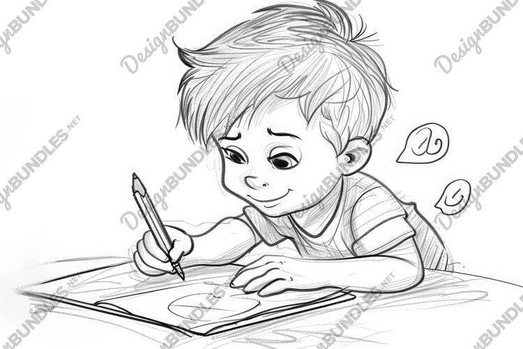 Drawing of a Boy Background Wallpaper example image 1