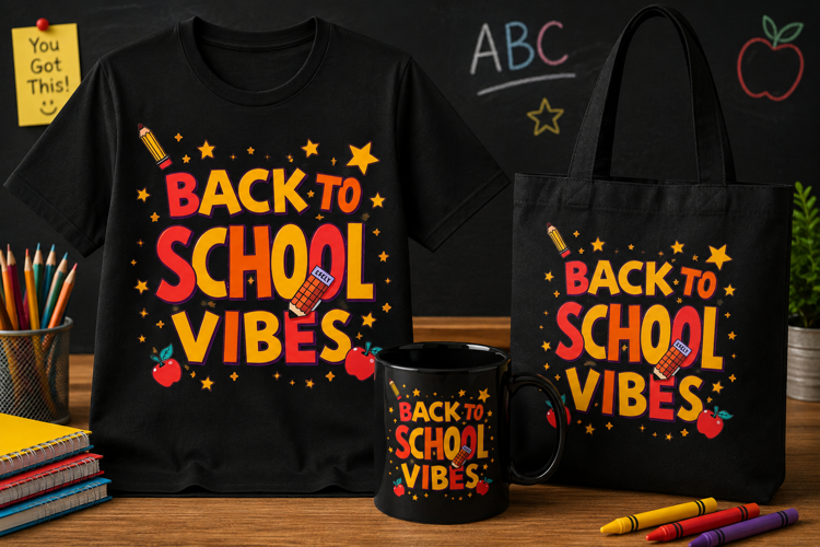 Back to School Vibes PNG, Colorful Teacher School Design