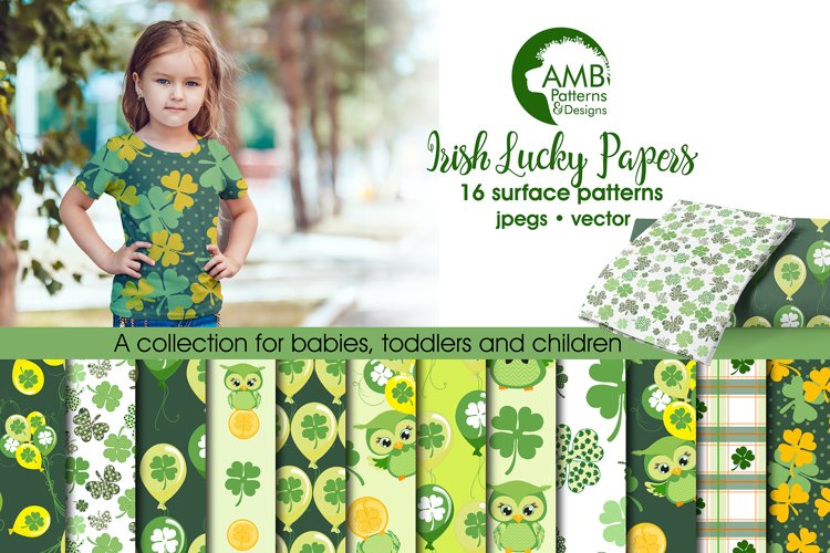 Irish Lucky Surface Patterns, Owl papers, AMB-827