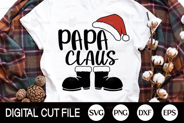 Merry Christmas PNG, Papa Claus Svg, Christmas Ornament DXF example image 1