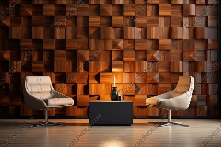 Modern living room with designer chairs and fireplace example image 1