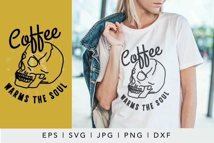 Coffee Warms The Soul SVG, Old school, Skull SVG, Coffee SVG
