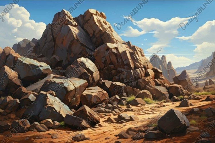 Majestic desert rock formations under blue sky
