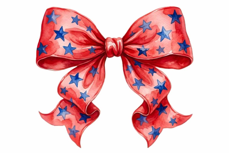 Coquette Patriotic Bow Watercolor