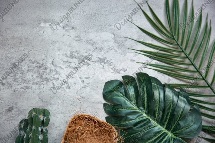 Flatlay floral background with copyspace