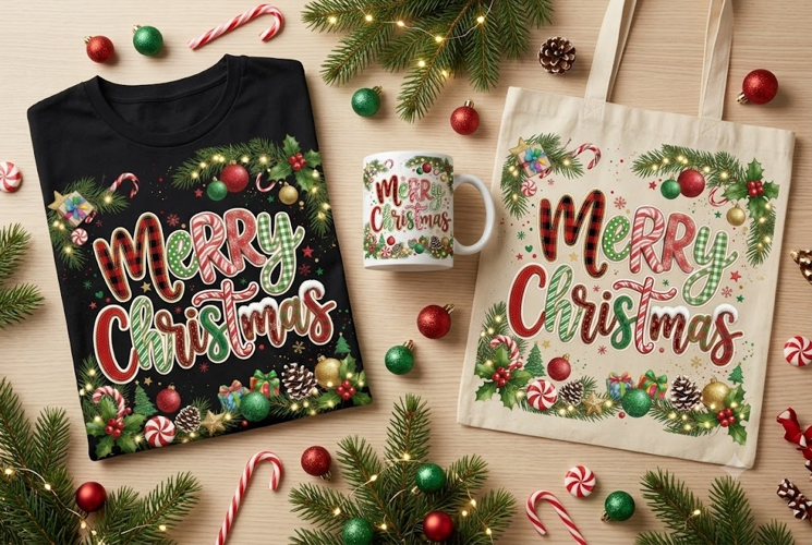 Merry Christmas PNG | Festive Holiday Typography Design