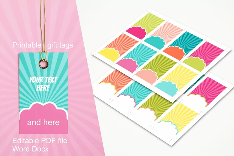 Summer Colors Printable Gift Tags Editable PDF Word Template