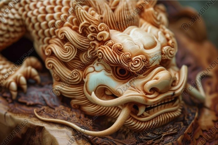 thumbnail image 2 of 26.5cm Chinese Camphor Wood Hand Carved Dragon Statue Wall Sculpture Plate Decor - Vintage Original 2 of 6
