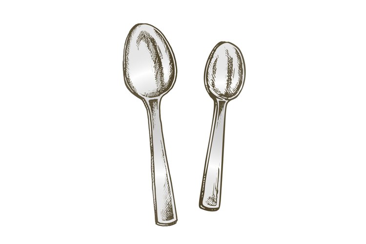 Spoons Metallic Kitchenware Color Vector example image 1