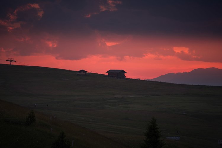 Beautiful pink sunrise on the meadows example image 1