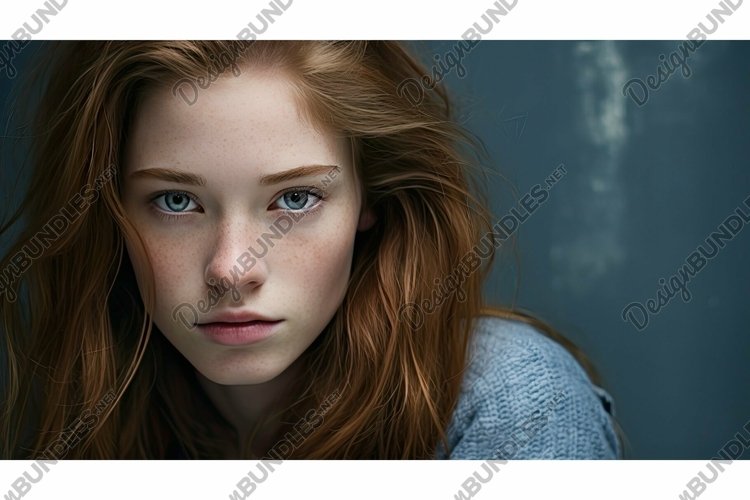 close blue gray background portrait example image 1