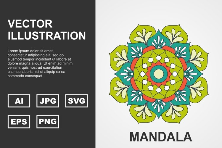 Colorful Vector Mandala Illustration Design example image 1