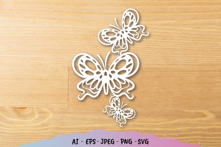 Butterflies Papercut SVG example image 1