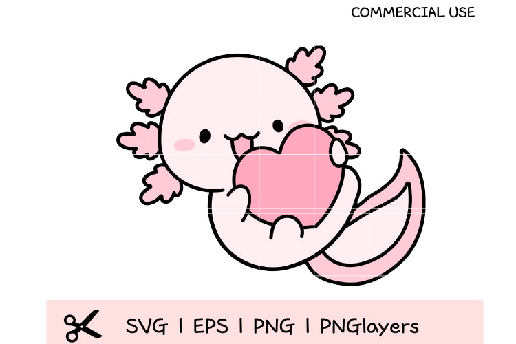Kawaii Axolotl Clipart Mega Bundle | Cute Salamander SVG PNG