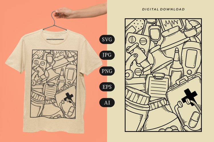Medical Equipment Doodle T-shirt | SVG