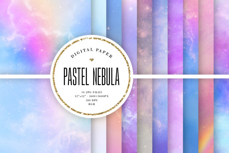 Space Digital Paper - Pastel Nebula Backgrounds - Magic Sky example image 1
