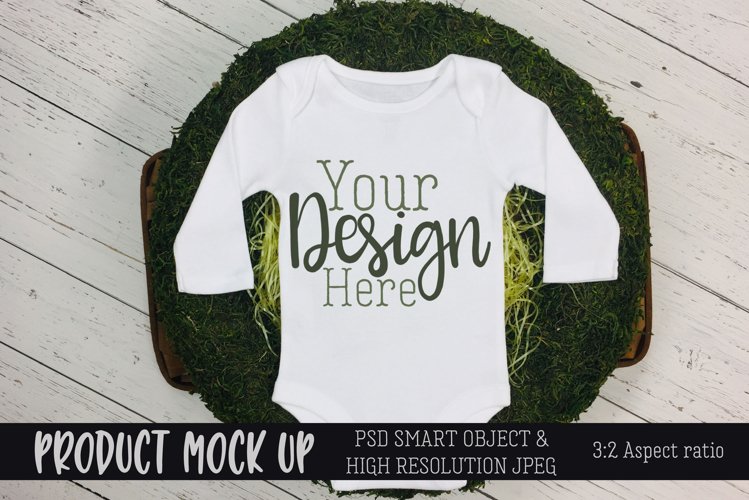 Spring baby bodysuit Craft mock up | PSD & JPEG example image 1