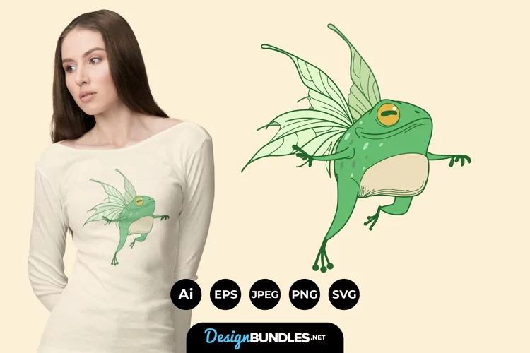Fairy Frog for T-Shirt Design