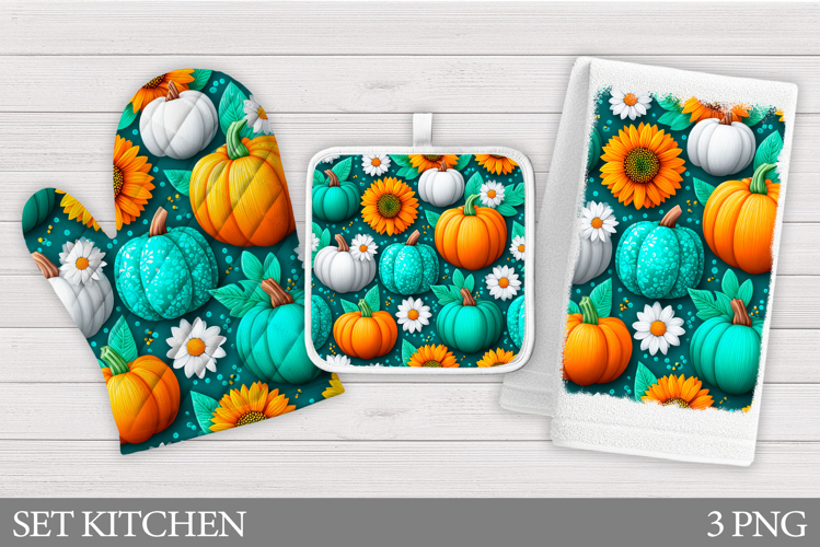 Fall Pumpkin Oven Mitt Design. Pumpkin Square Pot Holder