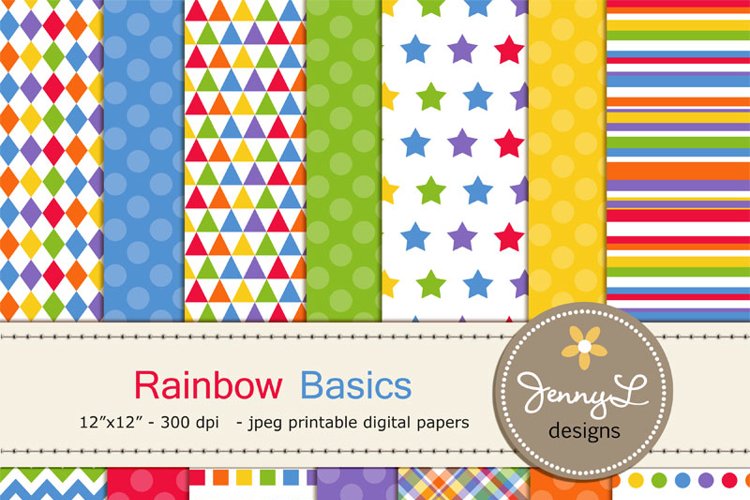 Rainbow Colors Digital Papers example image 1