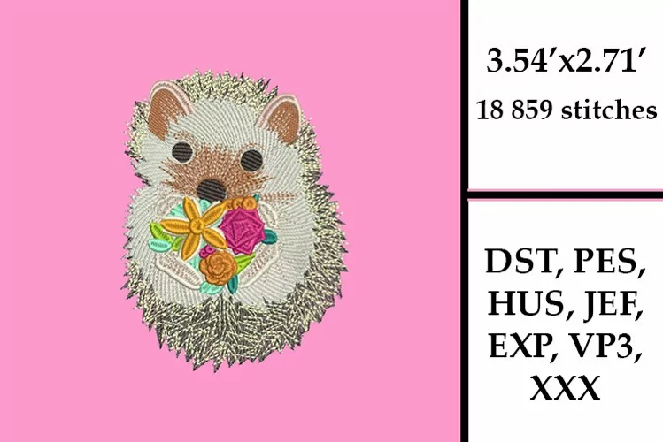 Cute Hedgehog Embroidery Design