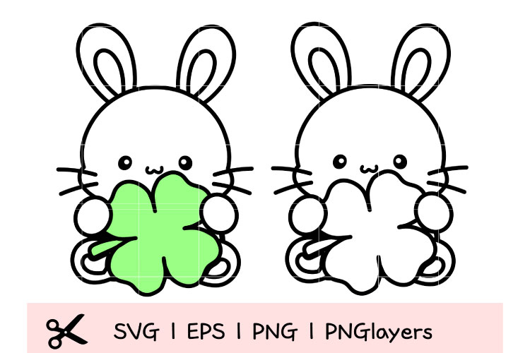 Bunny with Clover SVG Design Bundle | Cute Rabbit Clipart |