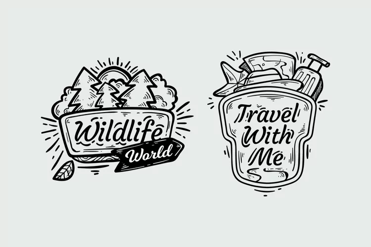 Collection of Travel Lettering Badges
