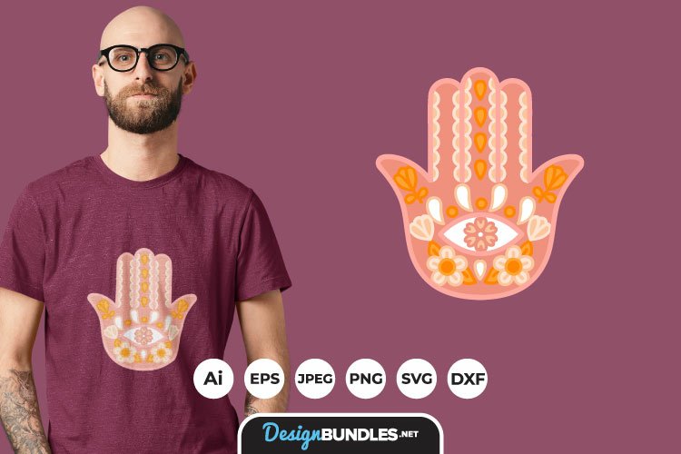 Magical Floral Hamsa Hand for T-Shirt Design