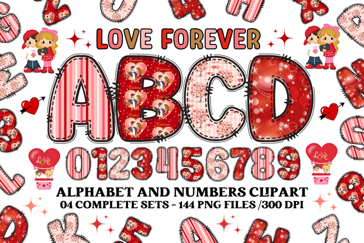 Love Forever Alphabet & Numbers Clipart Set