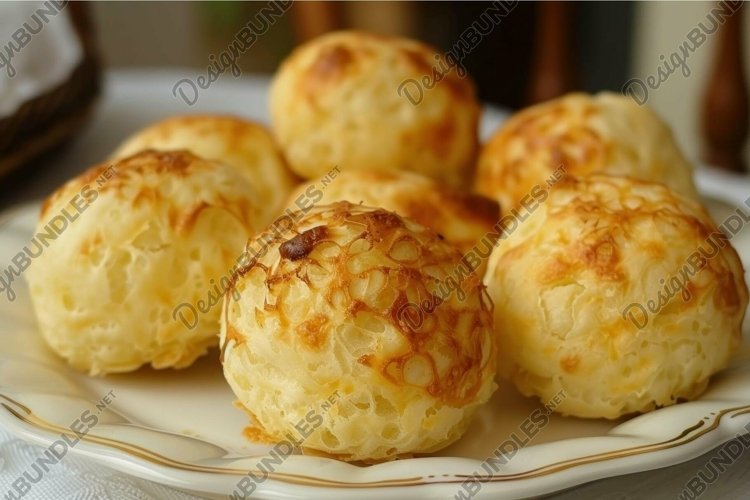 Cheese bread puffs on plate example image 1