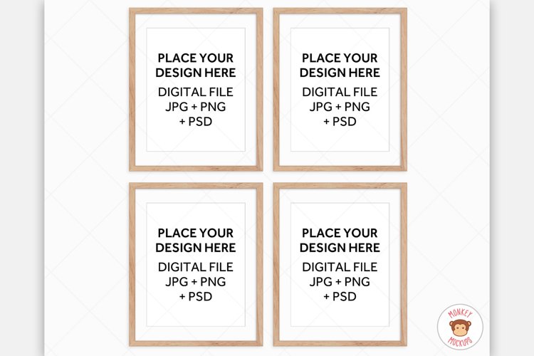 Wood Frames Mockup, Poster Mockup for Wall Art Digital Frame example image 1