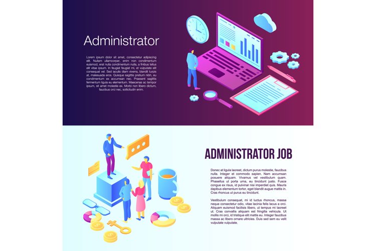 Administrator banner set, isometric style example image 1