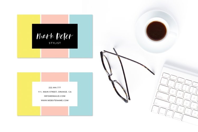 Pastel color professional business card example image 1