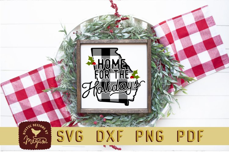 Georgia Buffalo Plaid Home Bundle State SVG DXF Cut File example image 1