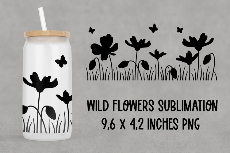 Meadow Flowers Libbey Glass Sublimation Summer PNG Design