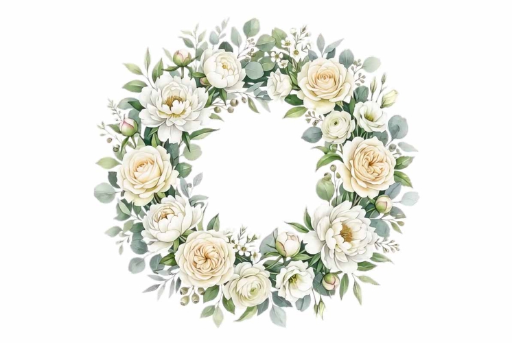 bridal wreath with white peonies roses wedding clipart
