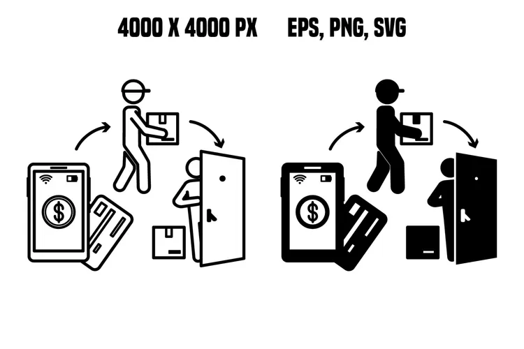 Contactless Courier Delivery Icons
