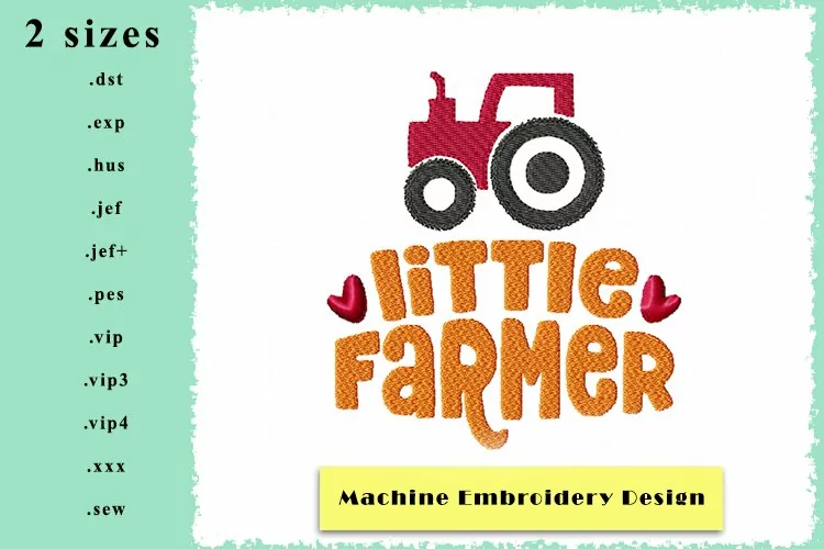 Little Farmer Machine Embroidery Design in 2 sizes
