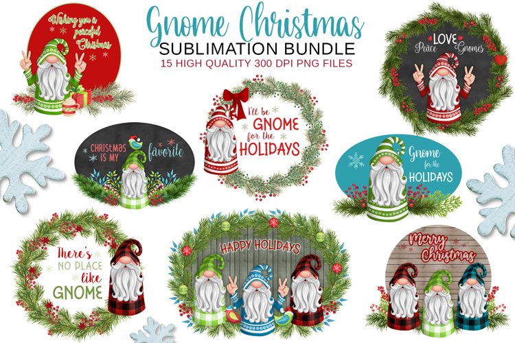 Christmas Gnome Sublimation BUNDLE example image 1