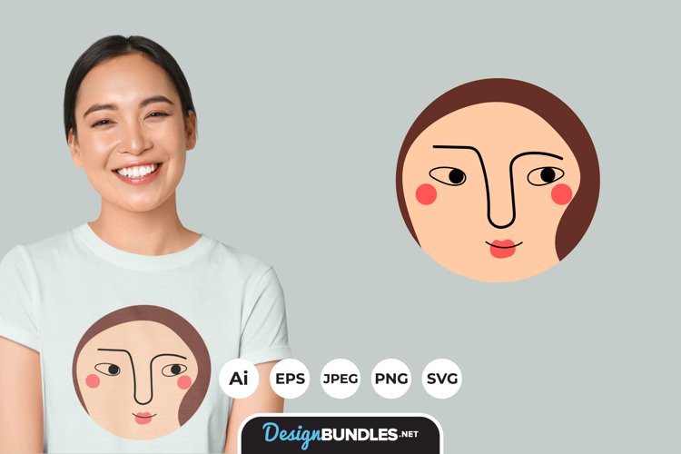 Ellipse Female Face Illustrations for T-Shirt Design example image 1