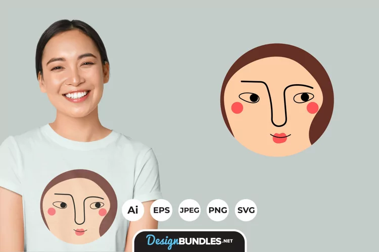 Ellipse Female Face Illustrations for T-Shirt Design