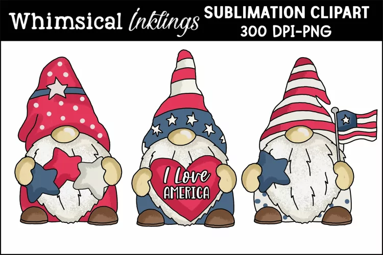 Patriotic Gnomes Sublimation Clipart - Free Design of The Week