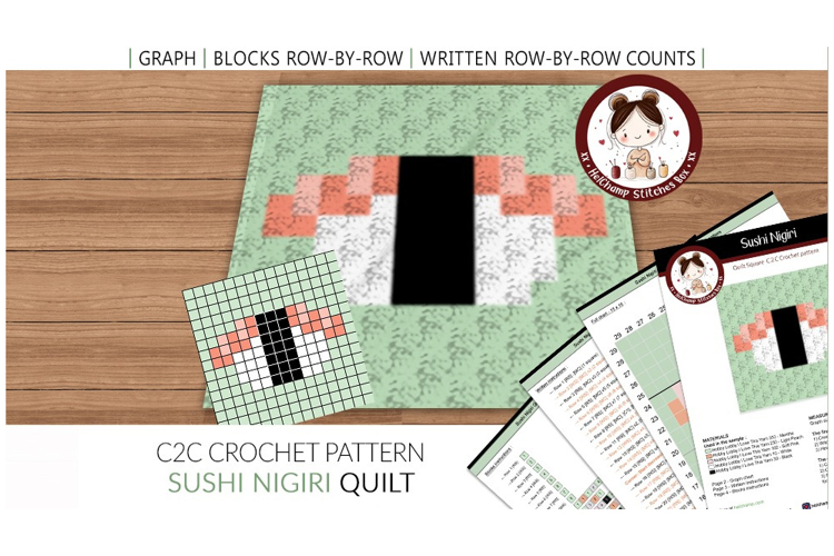 C2C Crochet Quilt pattern - Sushi Nigiri