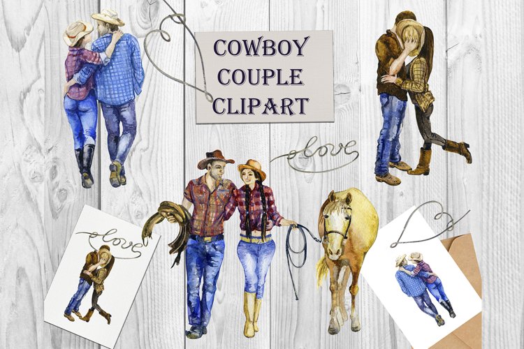 Western png, Couple Clipart, Valentine png, Cowboy png example image 1