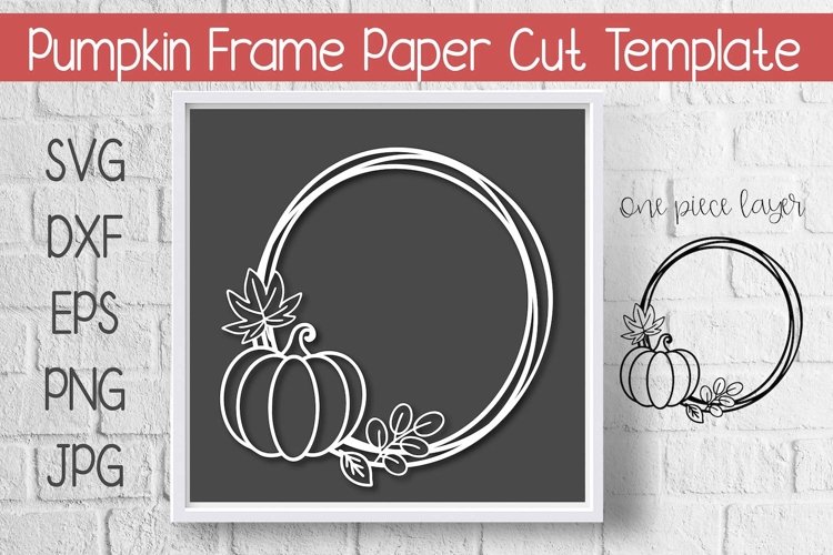 Pumpkin Leaves Circle Frame Paper Cut Template Design